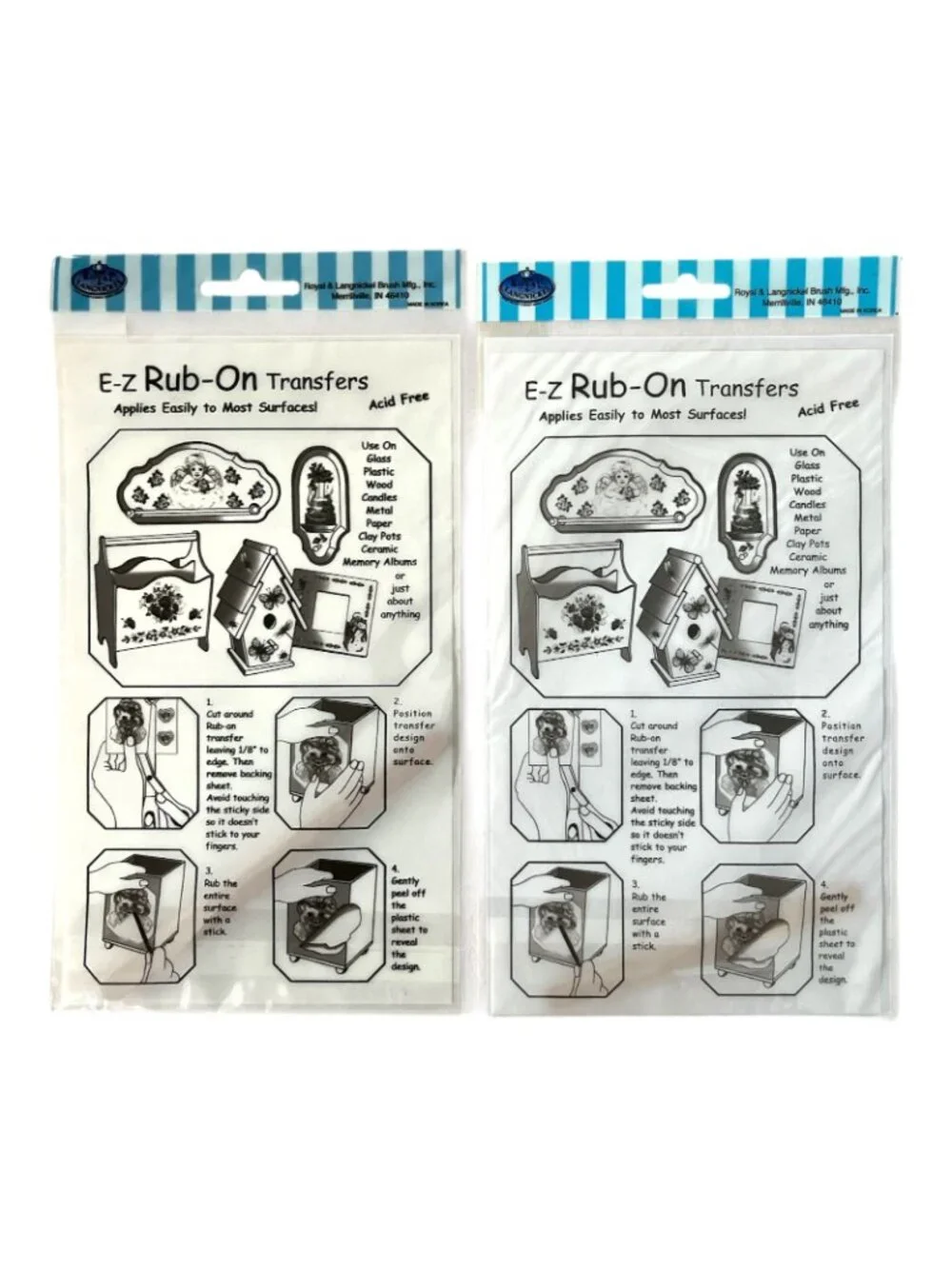 Vintage Royal Langnickel E-Z Rub-On Christmas Transfers Santa Lot of 2 NOS